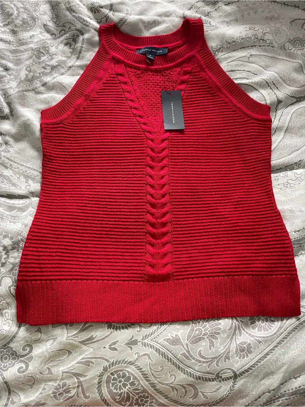 TOMMY BAHAMA Sz M Knit Tank Sweater Red Cotton/Modal/Rayon Luxury Resort Wear